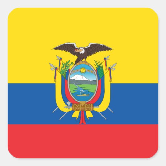 De vlag van Ecuador Vierkante Sticker (Voorkant)