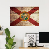 De vlag van Florida op de oude houten graan Poster (Thuiskantoor)