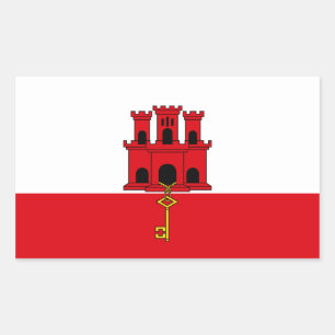 De vlag van Gibraltar. Groot-Brittannië, Brits Ove Rechthoekige Sticker