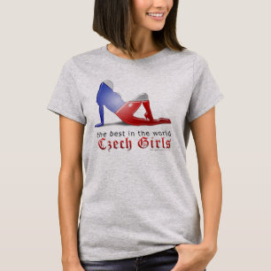 De vlag van het Tsjechische meisje Silhouette T-shirt