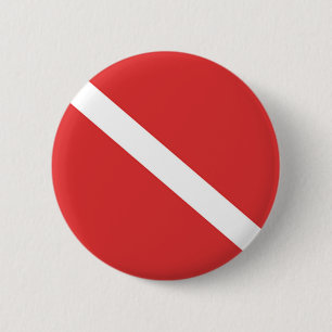 De Vlag van het vrij duiken - het Diverse Rode Wit Ronde Button 5,7 Cm