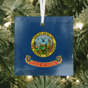 De vlag van Idaho: de Gem State, America Mountain Glas Ornament