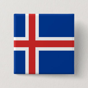 De vlag van IJsland Vierkante Button 5,1 Cm