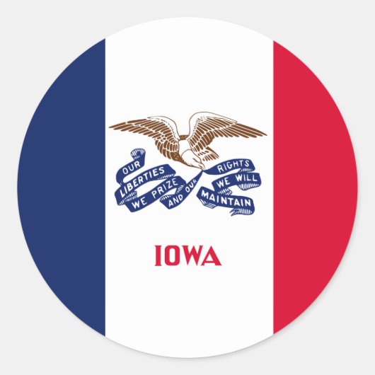 De vlag van Iowa Ronde Sticker (Voorkant)