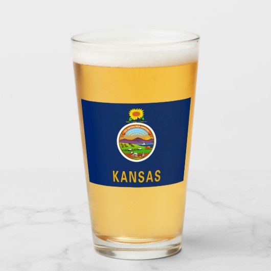 De vlag van Kansas Glas (Voorkant gevuld)