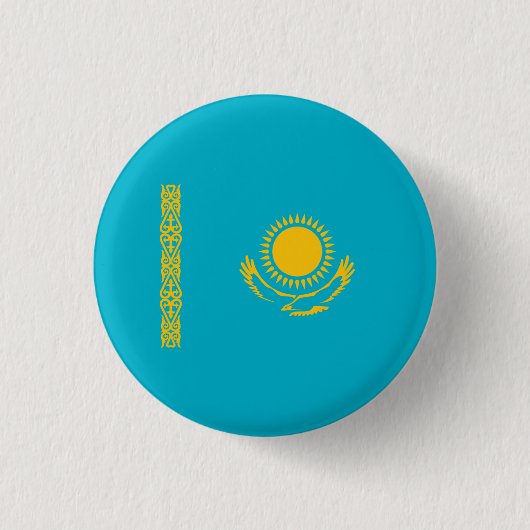 De vlag van Kazachstan Ronde Button 3,2 Cm (Voorkant)