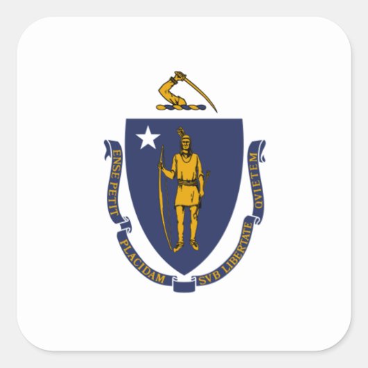 De vlag van Massachusetts Vierkante Sticker (Voorkant)
