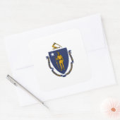 De vlag van Massachusetts Vierkante Sticker (Envelop)
