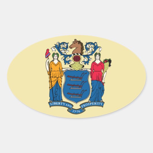 De vlag van New Jersey Ovale Sticker (Voorkant)