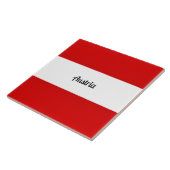 de vlag van Oostenrijk, voorzien van een etiket, Tegeltje (Zijkant)