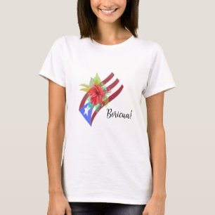 De vlag van Puerto Rico met flor de maga boricua T-shirt