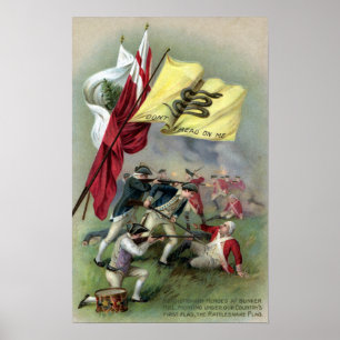 De vlag van Rattlesnake bij Bunker Hill Battle Poster