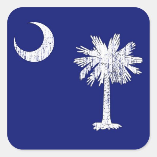 De vlag van South Carolina Palmetto Vierkante Sticker (Voorkant)