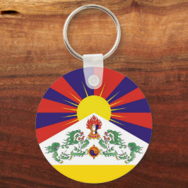 De vlag van Tibet en sneeuwballingen - de Himalaya Sleutelhanger