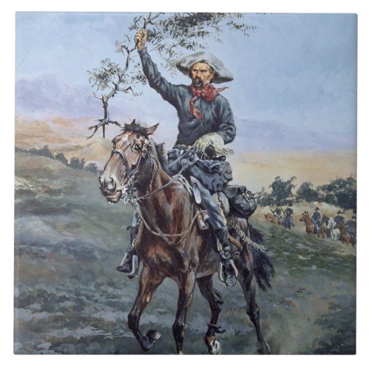 "De vlag van vrede" door Frederic Remington Tegeltje (Voorkant)
