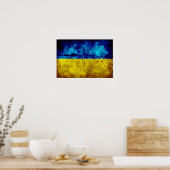 De vlag van Weathered Ukraine Poster (Keuken)