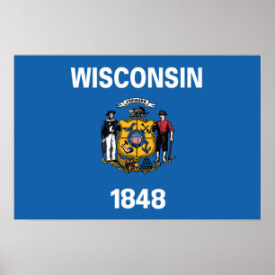 De vlag van Wisconsin, Verenigde Staten van Amerik Poster