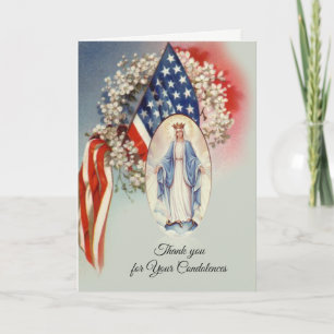 De vlag zegende Maagdelijke Mary Condolence Thank Bedankkaart
