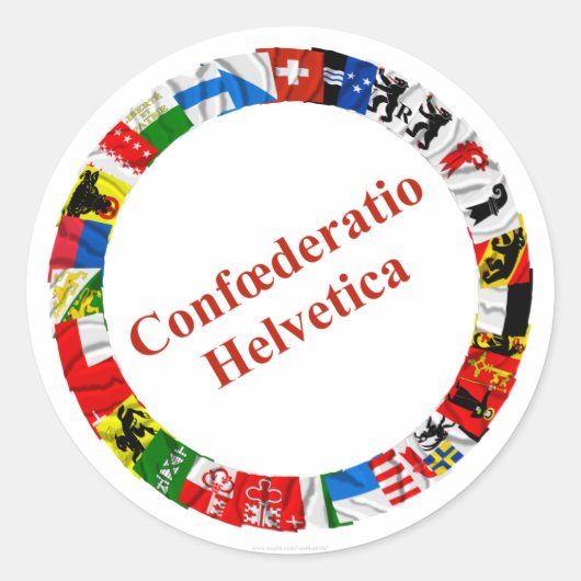 De vlaggen van de kantons van Zwitserland, Latijn Ronde Sticker (Voorkant)