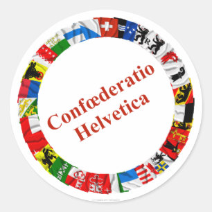 De vlaggen van de kantons Zwitserland, Latijn Ronde Sticker