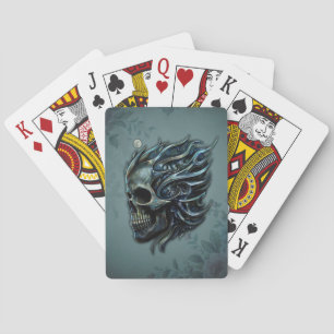 De vlam van het leven: een schedelontwerp. pokerkaarten