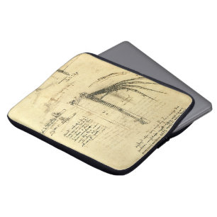 De vleugel van Leonardo da Vinci op een schets van Laptop Sleeve