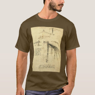 De vleugel van Leonardo da Vinci op een schets van T-shirt