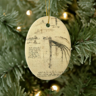 De vleugel van Leonardo da Vinci's vliegmachine sc Keramisch Ornament