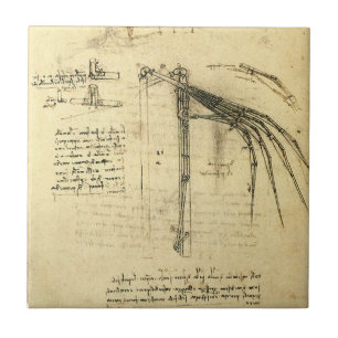 De vleugel van Leonardo da Vinci's vliegmachine sc Tegeltje