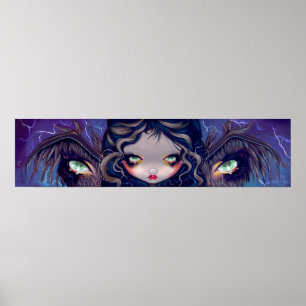 De vleugels hebben een Eyes big eye lowbrow Art-dr Poster