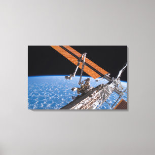 De vleugels van Canadarm2 en zonnepanelen Canvas Afdruk