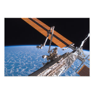 De vleugels van Canadarm2 en zonnepanelen Foto Afdruk