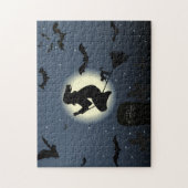 de vliegende heks halloween scène legpuzzel (Verticaal)