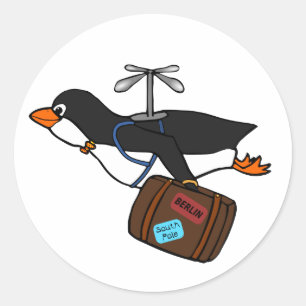 De Vliegende Helikopter Pinguïn Ronde Sticker
