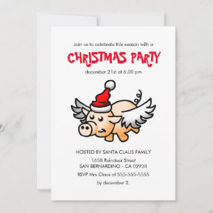 De Vliegende Kerstvarken Feest Uitnodiging