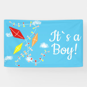 De vliegers in de hemel zijn een Baby shower. Spandoek