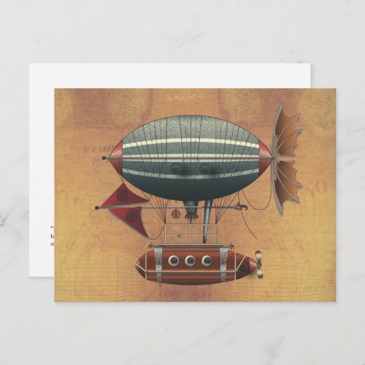 De vliegmachine Aleutian Steampunk Briefkaart (Voorkant / Achterkant)