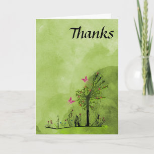 De vlinder en de bloemen danken u kaarden bedankkaart