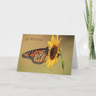 De Vlinder van de monarch op Gele Zonnebloem Kaart