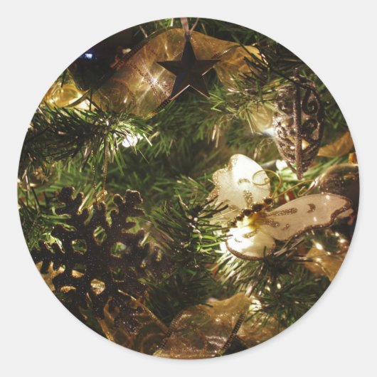De vlinder van Kerstmis Ronde Sticker (Voorkant)