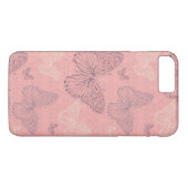 De vlinderroze Case-Mate iPhone case (Achterkant (Horizontaal))