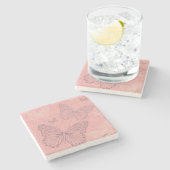 De vlinderroze stenen onderzetter (Zijkant)