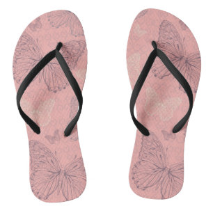 De vlinderroze teenslippers