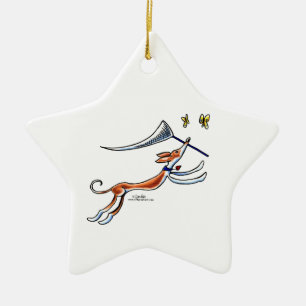 De Vlinders van de Hond van Ibizan Keramisch Ornament
