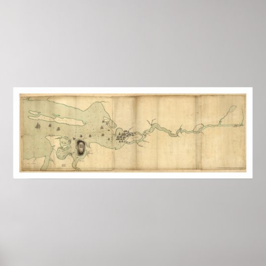 De vloot van Sir Collyer op de Penobscot River Map Poster (Voorkant)