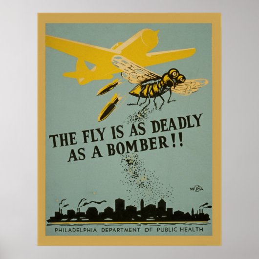 De vlucht is net zo dagvaardend als bomber  WPA Poster (Voorkant)