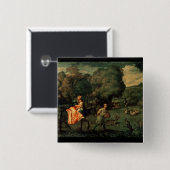 De vlucht naar Egypte, 1500 Vierkante Button 5,1 Cm (Voorkant /achterkant)