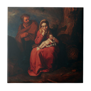 De vlucht naar Egypte door Abraham Bloemaert Tegeltje