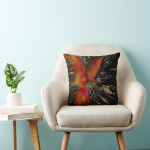 De vlucht van de Phoenix – vurige abstracte wederg Kussen