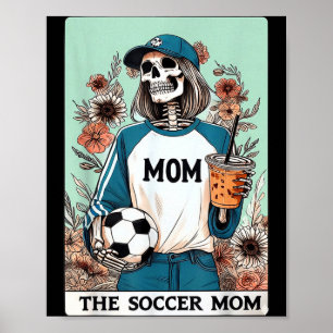 De voetbalmoeder tarotkaart halloween skelet moede poster